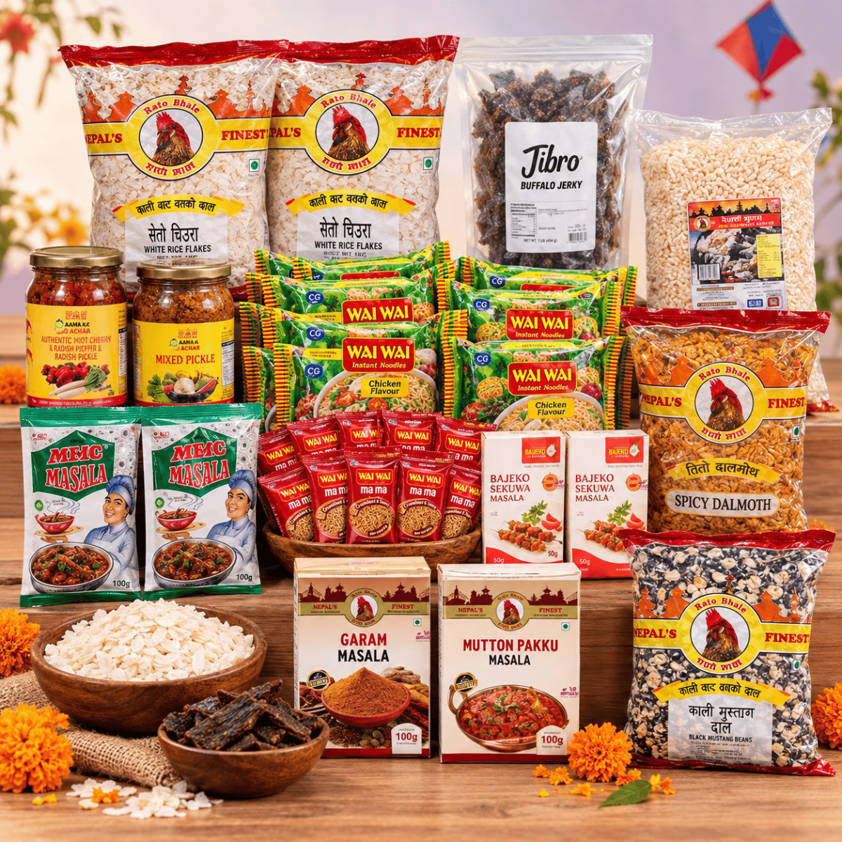 Dashain Family Feast Box | Nepali Dashain Special Bundle Dhaka Topi USA