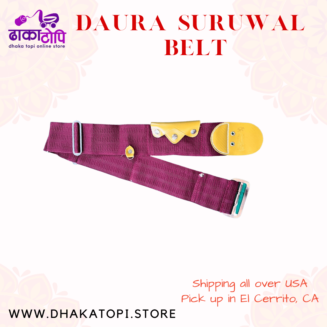Daura Suruwal Belt - Red & Green COLOR Dhaka Topi USA