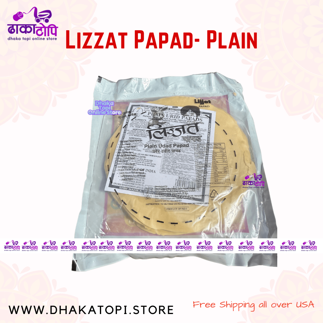 Lijjat Papad – Authentic Indian Lentil Crisps (Urad Papad) Dhaka Topi USA