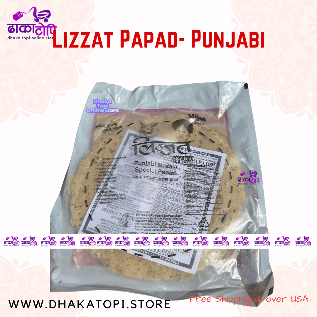 Lijjat Papad – Authentic Indian Lentil Crisps (Urad Papad) Dhaka Topi USA