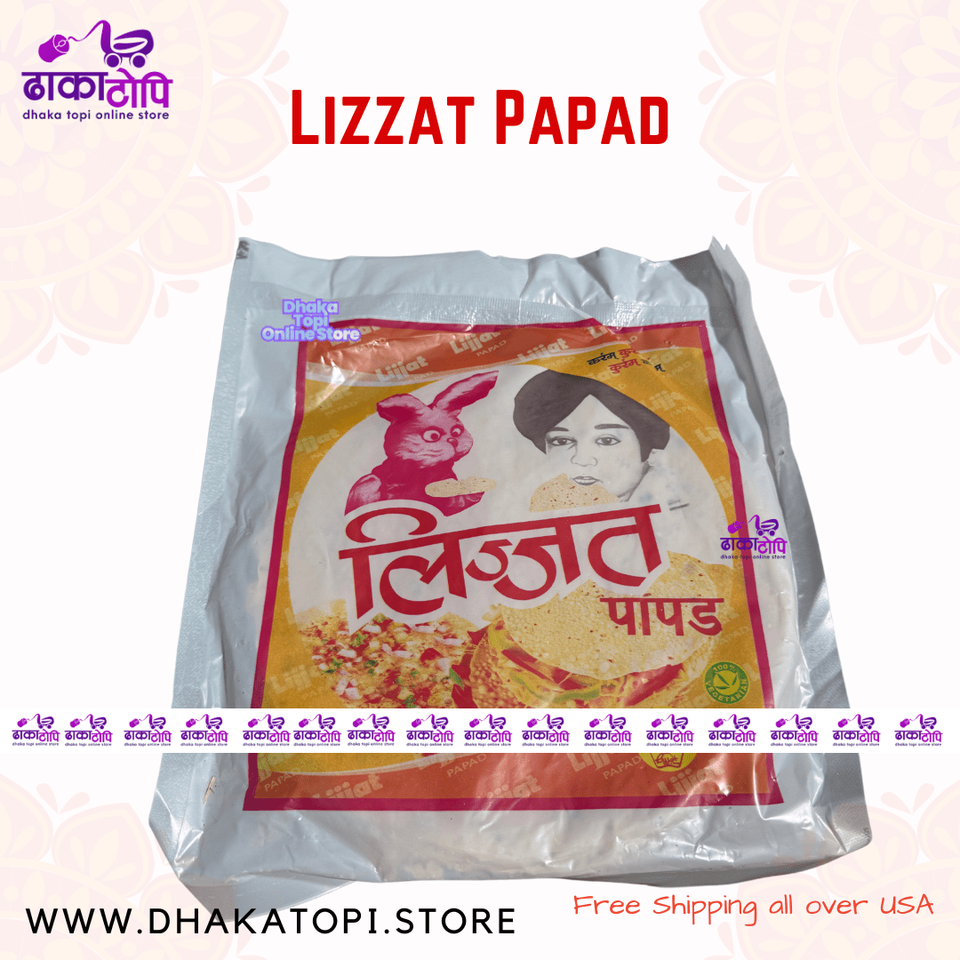 Lijjat Papad – Authentic Indian Lentil Crisps (Urad Papad) Dhaka Topi USA