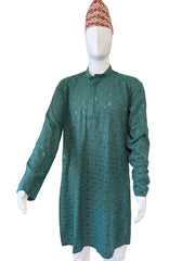 Men’s Chikankari Kurta Set | Elegant Traditional Wear Dhaka Topi USA