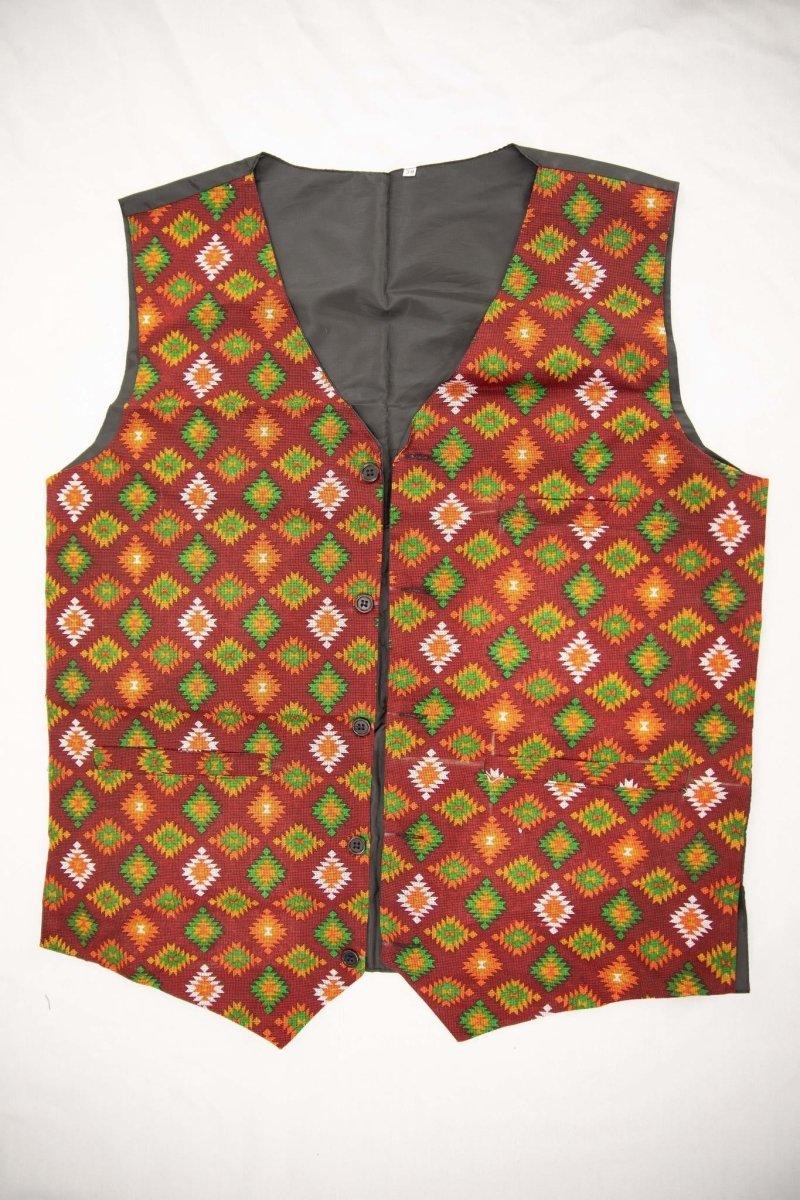 Nepali Dhaka Vest - Men's Waistcoat Dhaka Topi USA