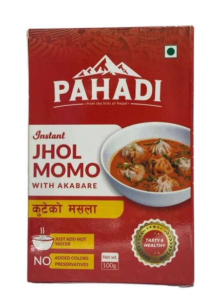 Pahadi Instant Jhol Momo Masala (Rato) 100g – Authentic Nepali Akabare Flavor Dhaka Topi USA