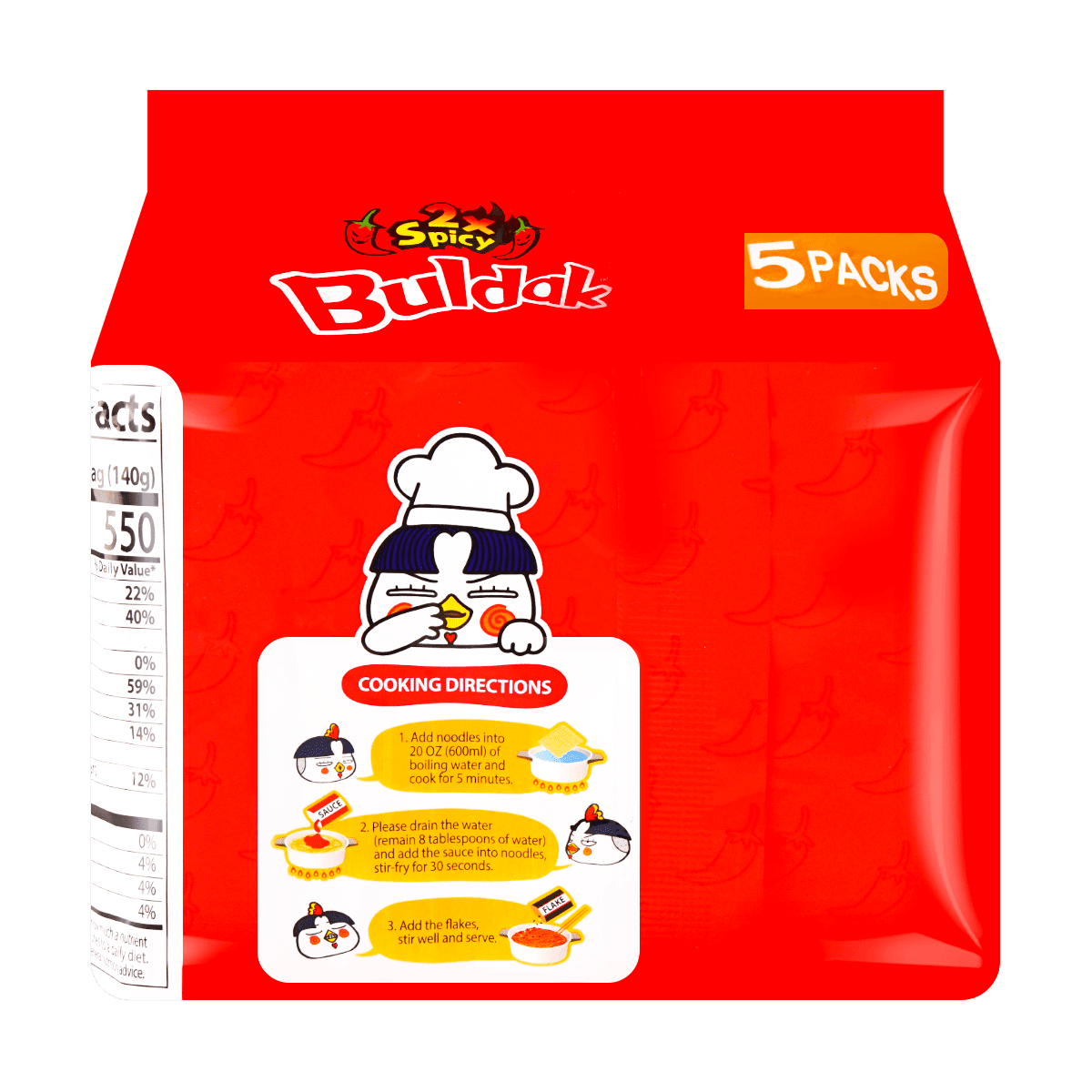 Samyang Buldak 2X Spicy Hot Chicken Flavor Ramen Multipack (5 Pack) – Korean Extra Spicy Stir-Fried Instant Noodles 700g Dhaka Topi USA