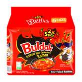 Samyang Buldak 2X Spicy Hot Chicken Flavor Ramen Multipack (5 Pack) – Korean Extra Spicy Stir-Fried Instant Noodles 700g Dhaka Topi USA