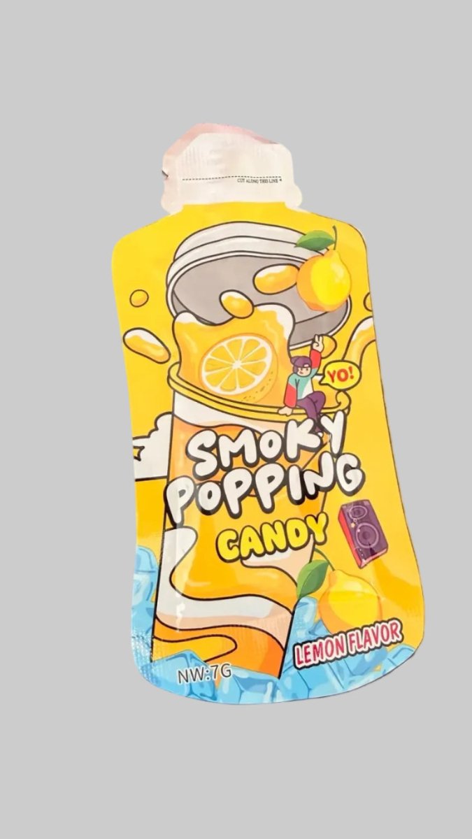 Smoky Popping Candy Lemon Flavor – Fizzy Candy with Straw | 7g x 30 Packs Dhaka Topi USA