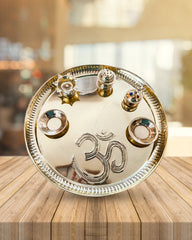 Brass Puja Thali Set with Om Design