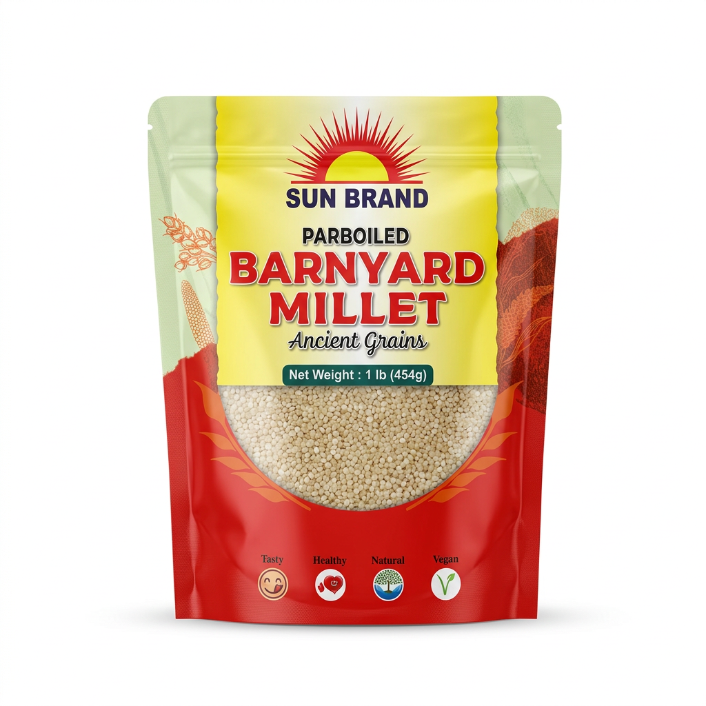 Sun Brand Parboiled Barnyard Millet 1 lb (454 g) on a white background