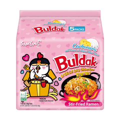Samyang Buldak Carbonara Hot Chicken Flavor Ramen Multipack (5 Pack) – Korean Spicy Stir-Fried Instant Noodles 650g Dhaka Topi USA