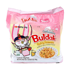 Samyang Buldak Cream Carbonara Spicy Chicken Ramen Multipack (5 Pack) – Korean Creamy Stir-Fried Instant Noodles 700g Dhaka Topi USA
