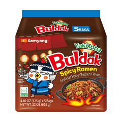 Samyang Buldak Yakisoba Spicy Chicken Ramen Multipack (5 Pack) – Japanese Style Stir-Fried Korean Instant Noodles 625g Dhaka Topi USA